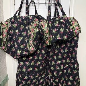 Vera Bradley 4 PIECES Black New Hope print